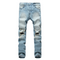 Casual Mid Waisted Jeans Men's Ripped Jeans Elasticity Urban Pants